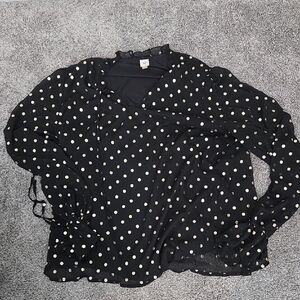 Polka Dot Gold & Black Blouse